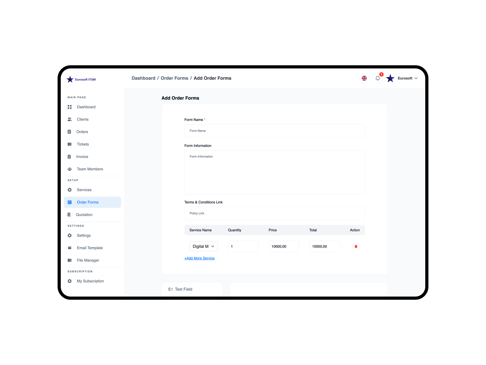 Create Order Forms